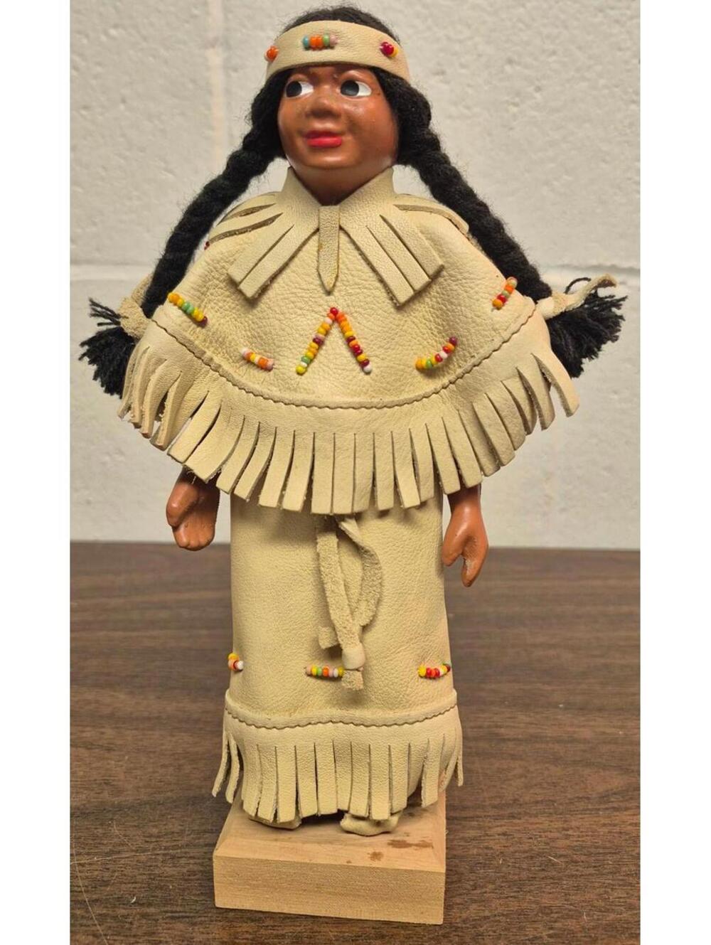 Native American Style Doll with Beaded Fringe Outfit